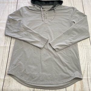 BYLT Premium Basics Men’s Lux Light Gray Hooded Long-Sleeve Henley Large